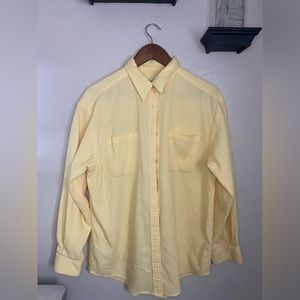 Eddie Bauer yellow waffle knit button